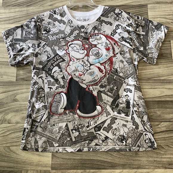 Popeye Other - 3/$16 Popeye T-Shirt All Over Print Size XL Gray White Black